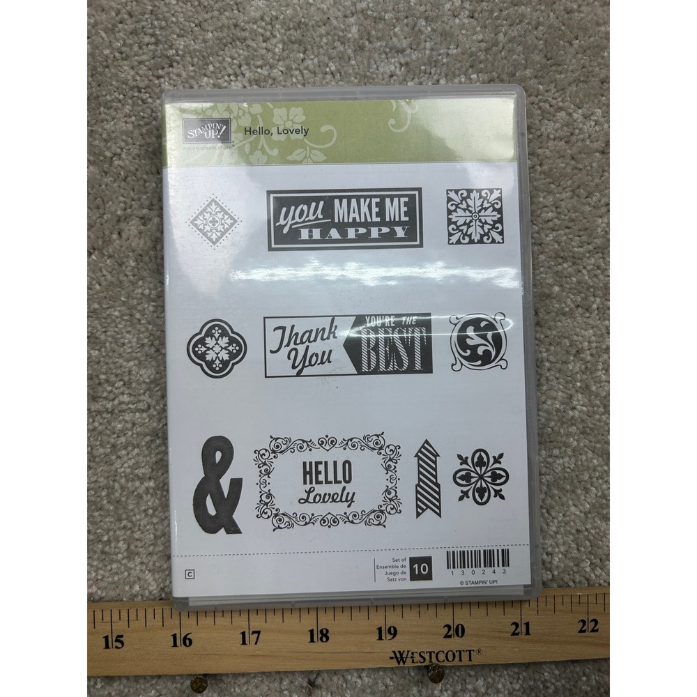 Stampin Up Hello Lovely 130243 Clear Mount Rubber Stamp Set Floral 10pc